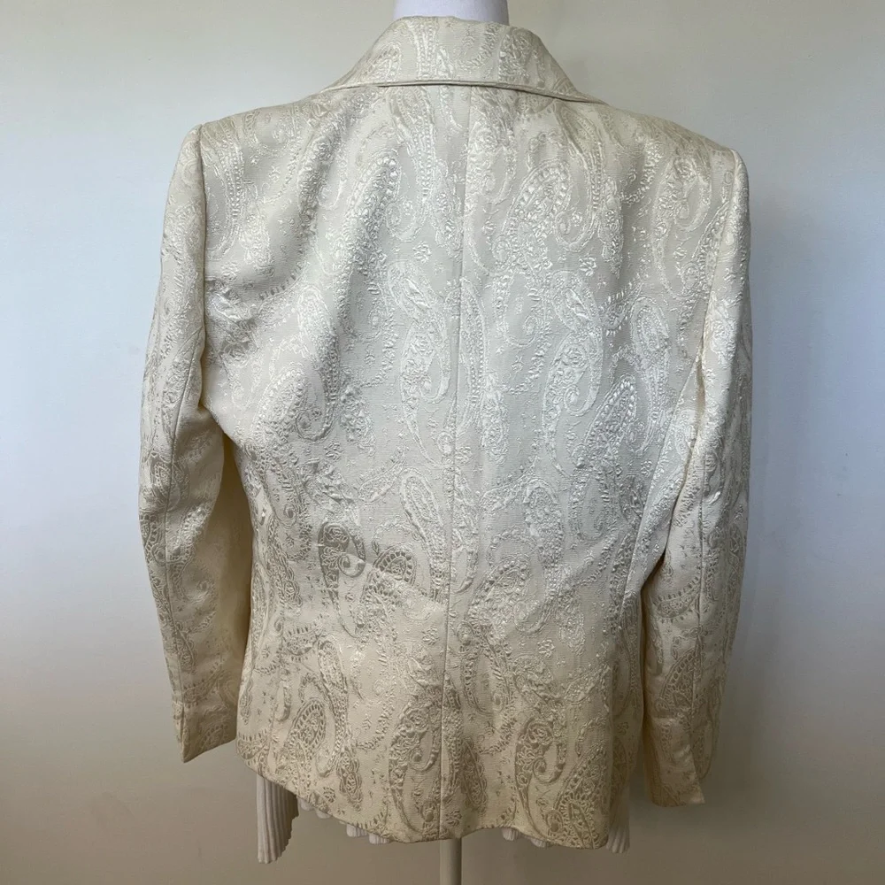 Le Suit Bridal White Jacquard Blazer - Size 14 - Picture 4 of 11